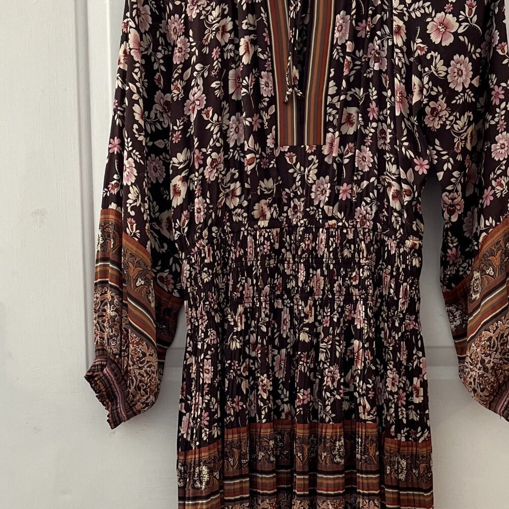 Anthropologie Brown/pink/cream Floral Mini Dress - Picture 4 of 12